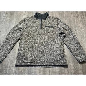 Eddie Bauer Men's Snap Button Chest Pocket  1/4 Zip Sweater Fleece Pullover